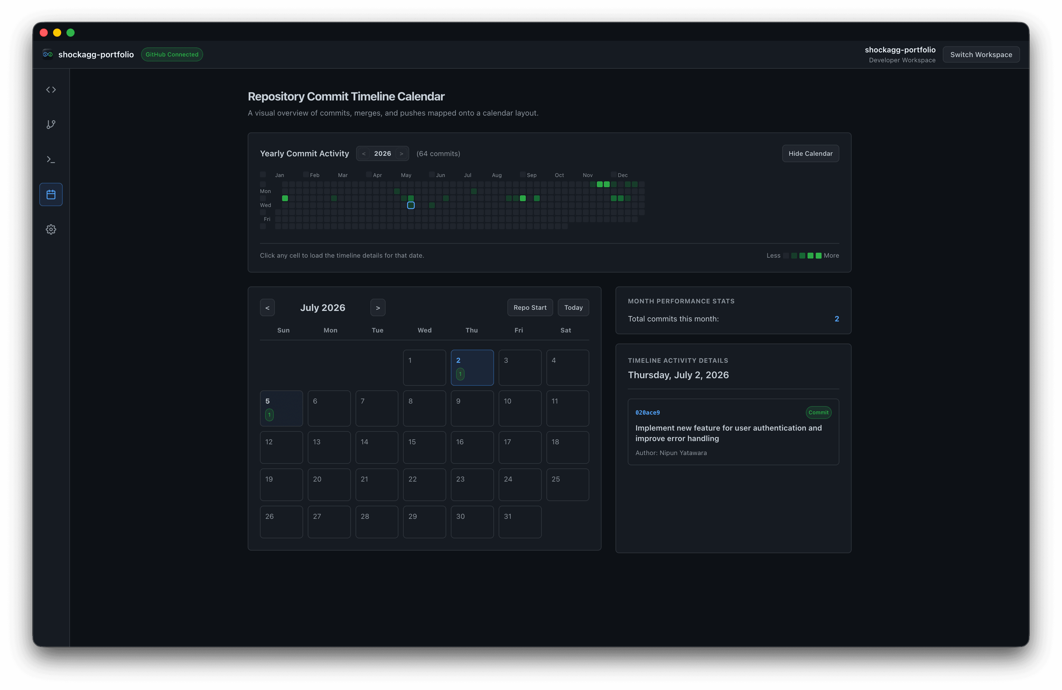OmniSync repository commit timeline calendar