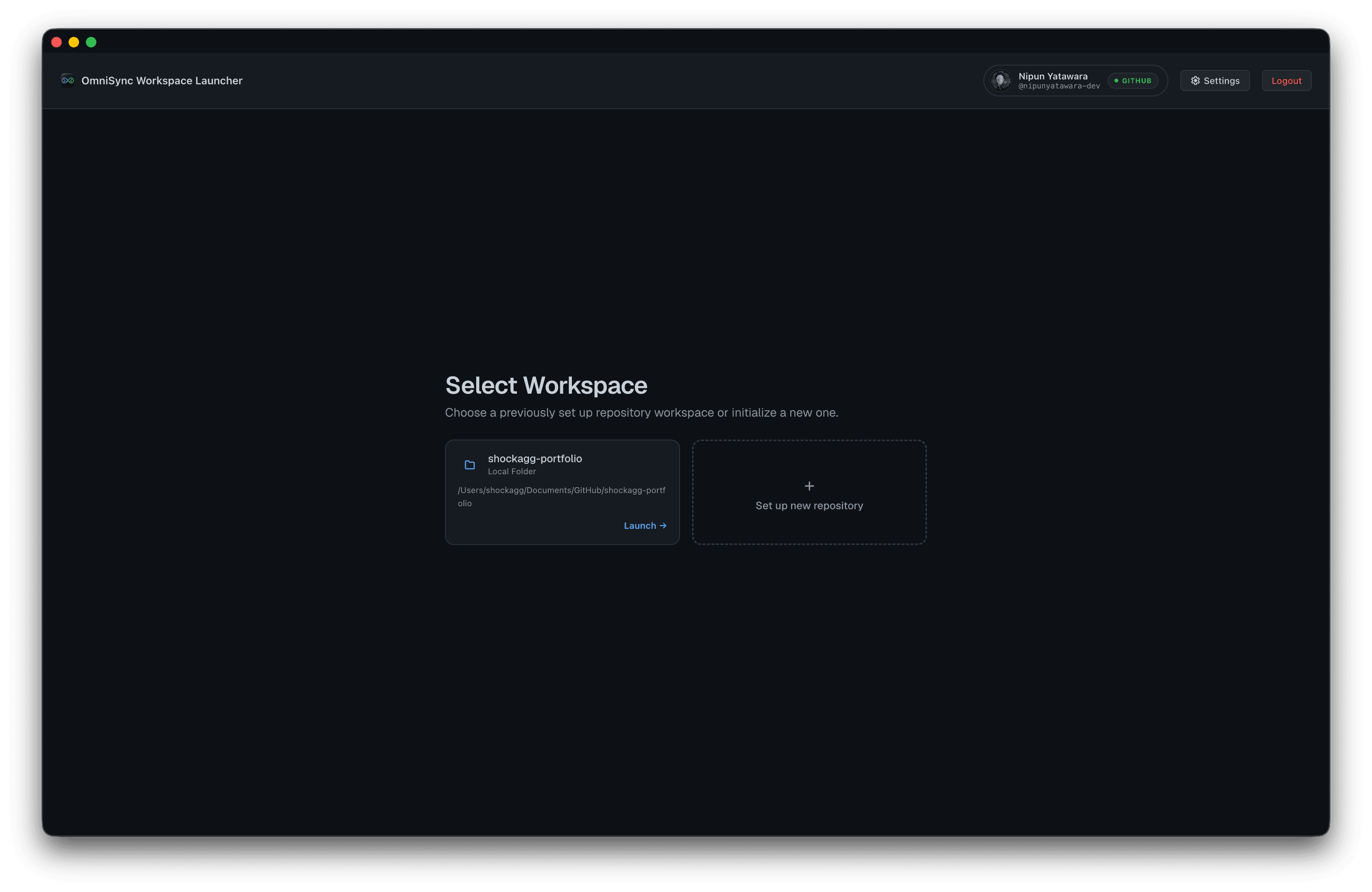 OmniSync workspace launcher with project selection